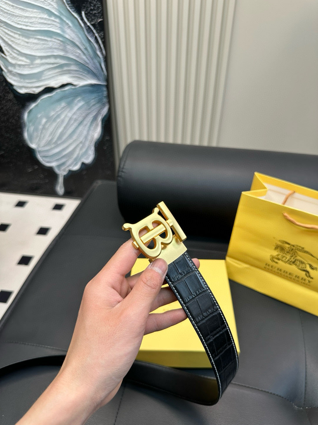 TB Crocodile skin pattern belt